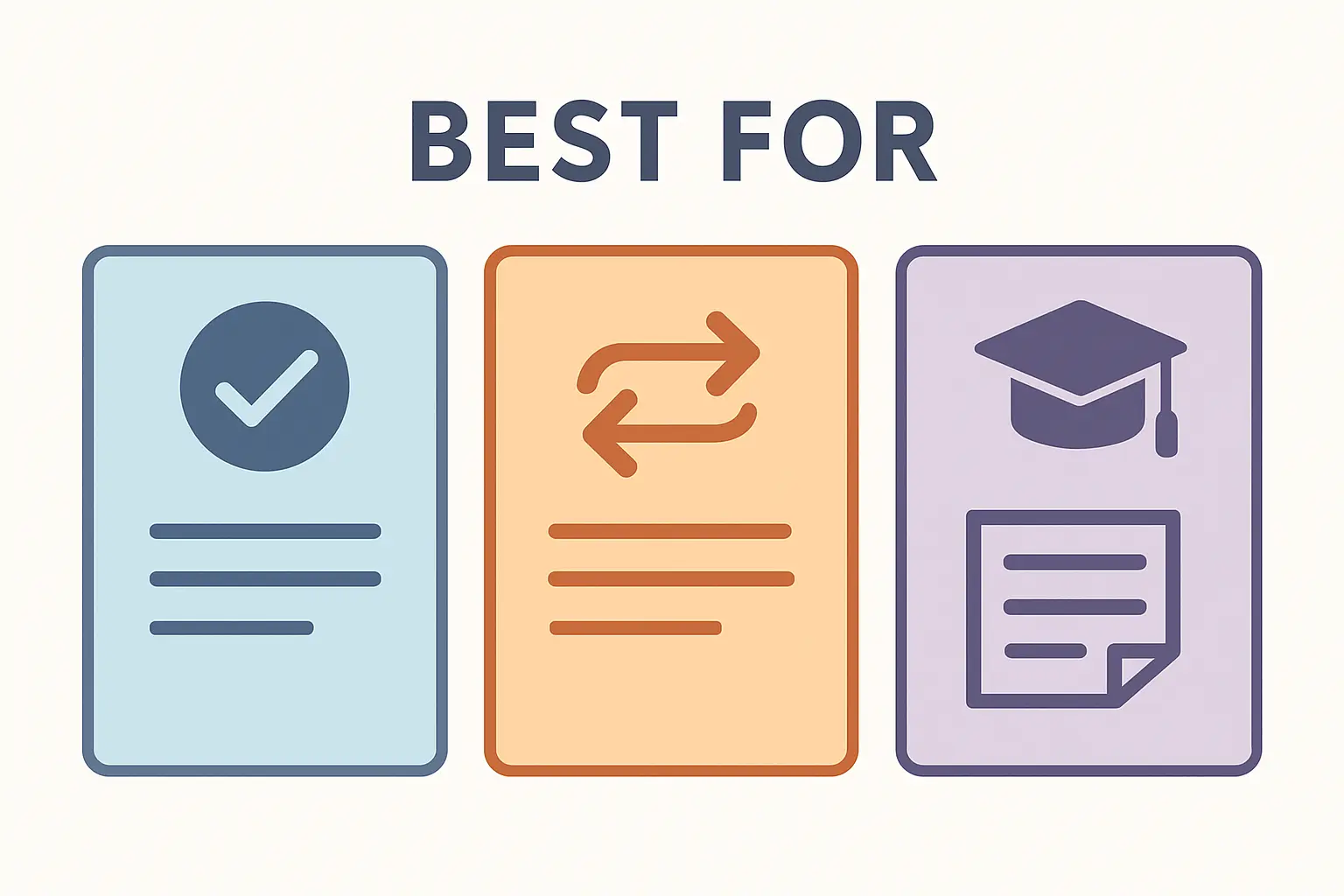 Decision guide showing which academic writing tool fits best for each use case: grammar correction, paraphrasing sources, or full thesis drafting with citation support