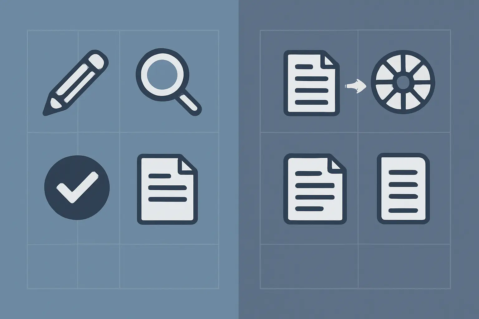 Side-by-side comparison graphic of a grammar correction tool versus a paraphrasing tool showing their distinct feature sets for academic writing