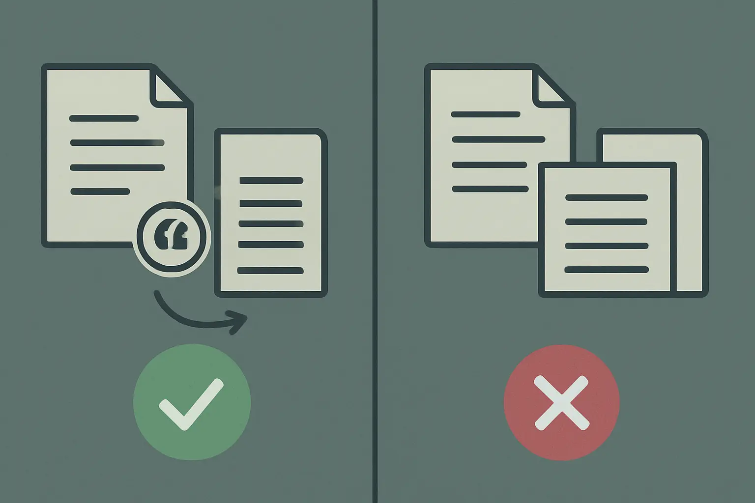 Split diagram contrasting legitimate text recycling with proper citation against problematic undisclosed reuse of prior academic work