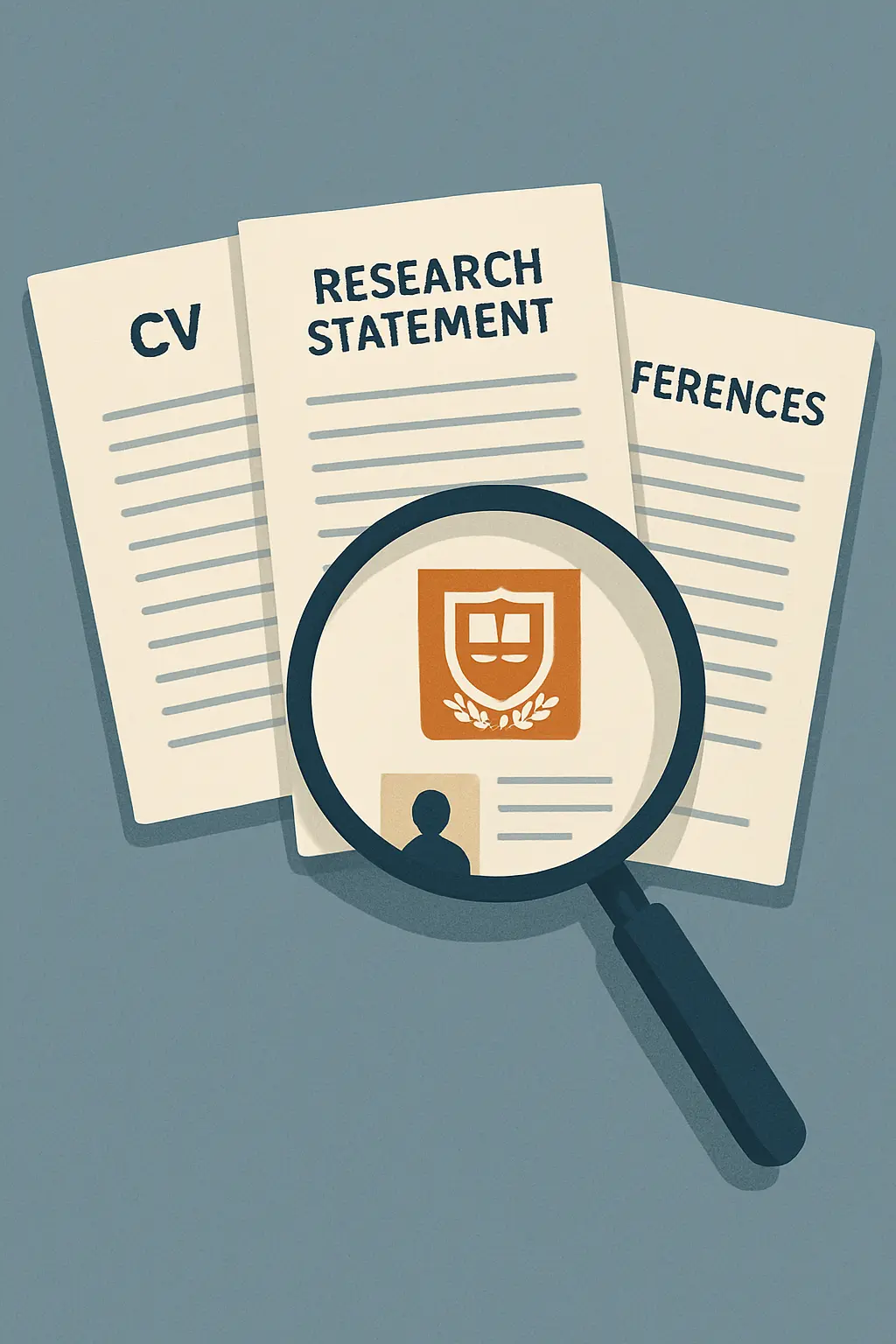 PhD application package concept showing a CV, research statement, and references documents tailored to a specific supervisor and programme
