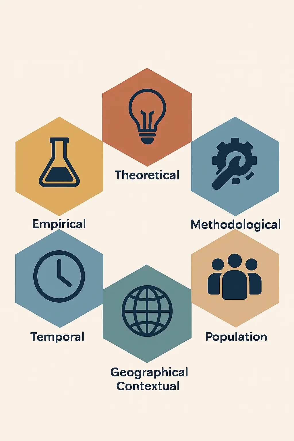 Seven types of research gaps: empirical, theoretical, methodological, population, geographical, temporal, and knowledge application