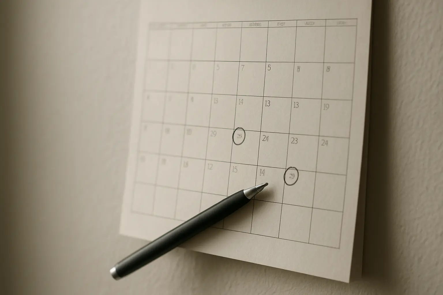 Calendario con dos fechas marcadas que delimitan el plazo legal para la expedición del título