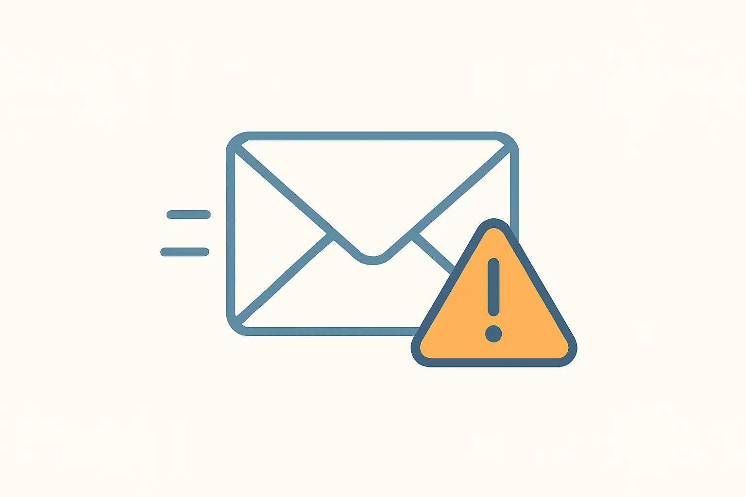 Ilustración de un sobre de correo con una señal de advertencia asociada