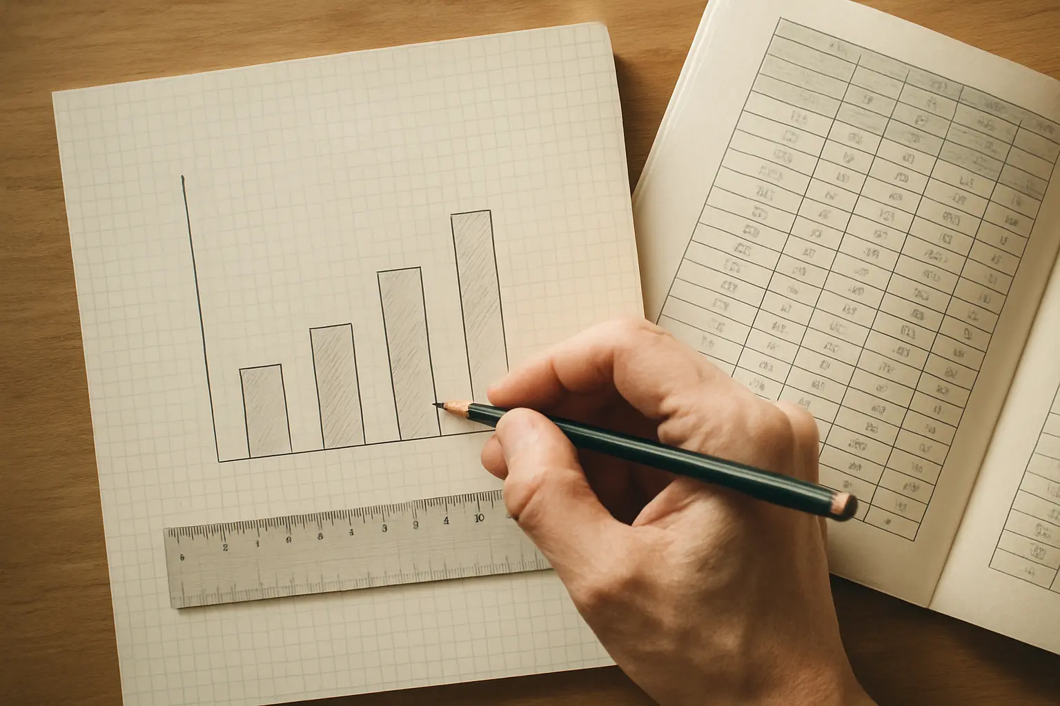 Gráfico rehecho a mano sobre papel milimetrado a partir de una tabla de datos publicada