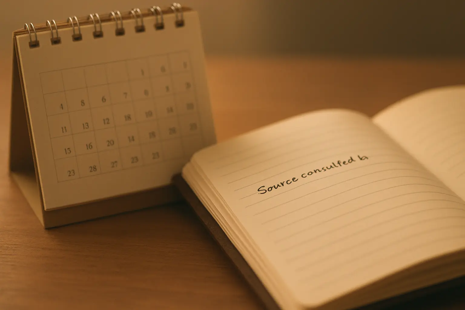 Calendario y anotación de la fecha de consulta de una fuente