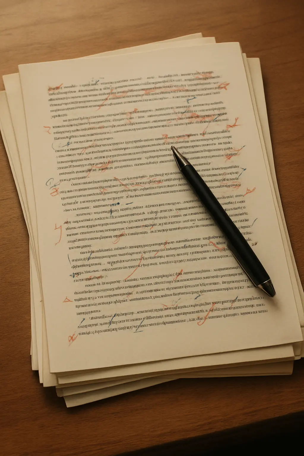 Borrador impreso con correcciones manuscritas en los márgenes