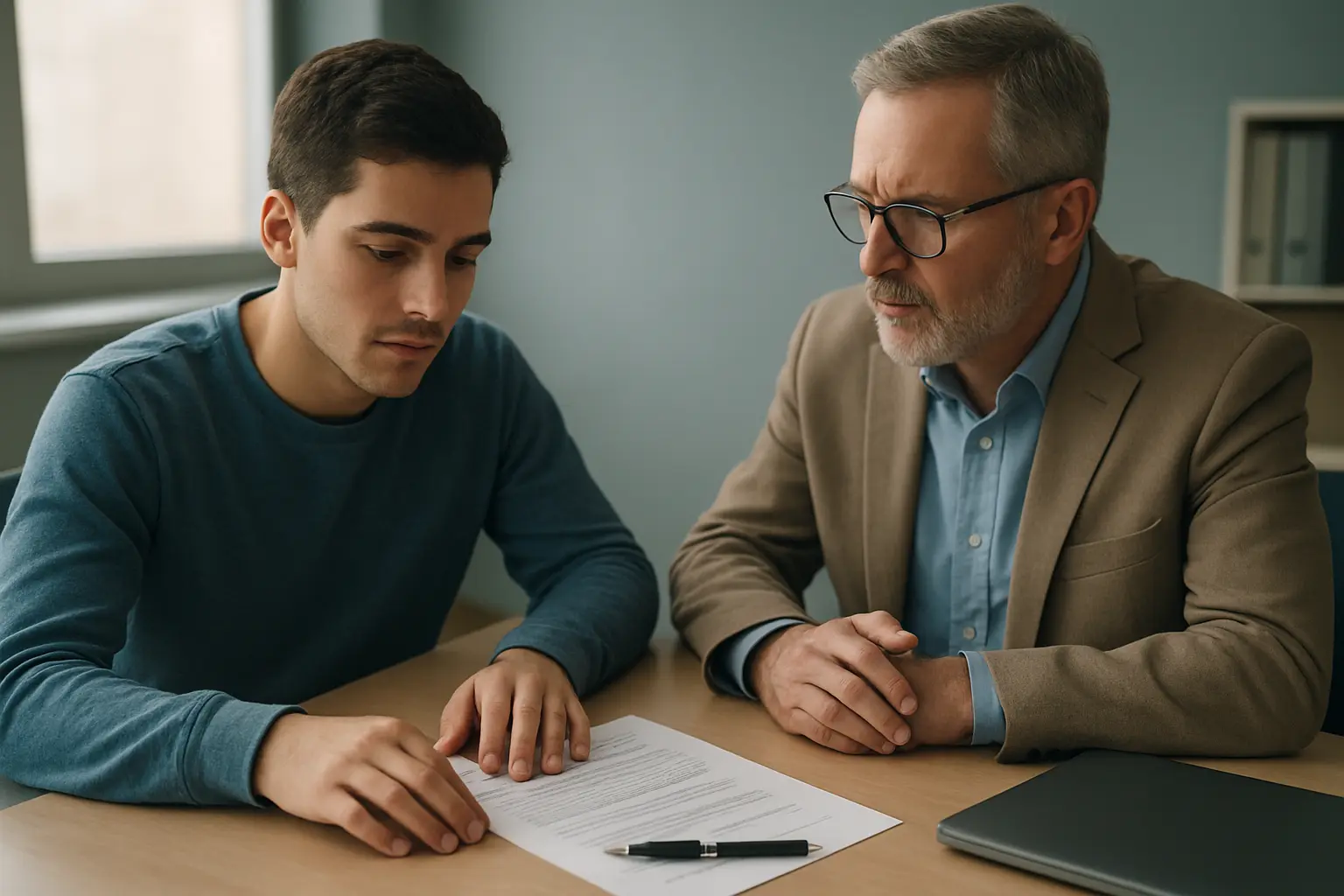 Estudiante de Ingeniería en Sistemas revisando el acuerdo de confidencialidad con la empresa antes de empezar el proyecto final