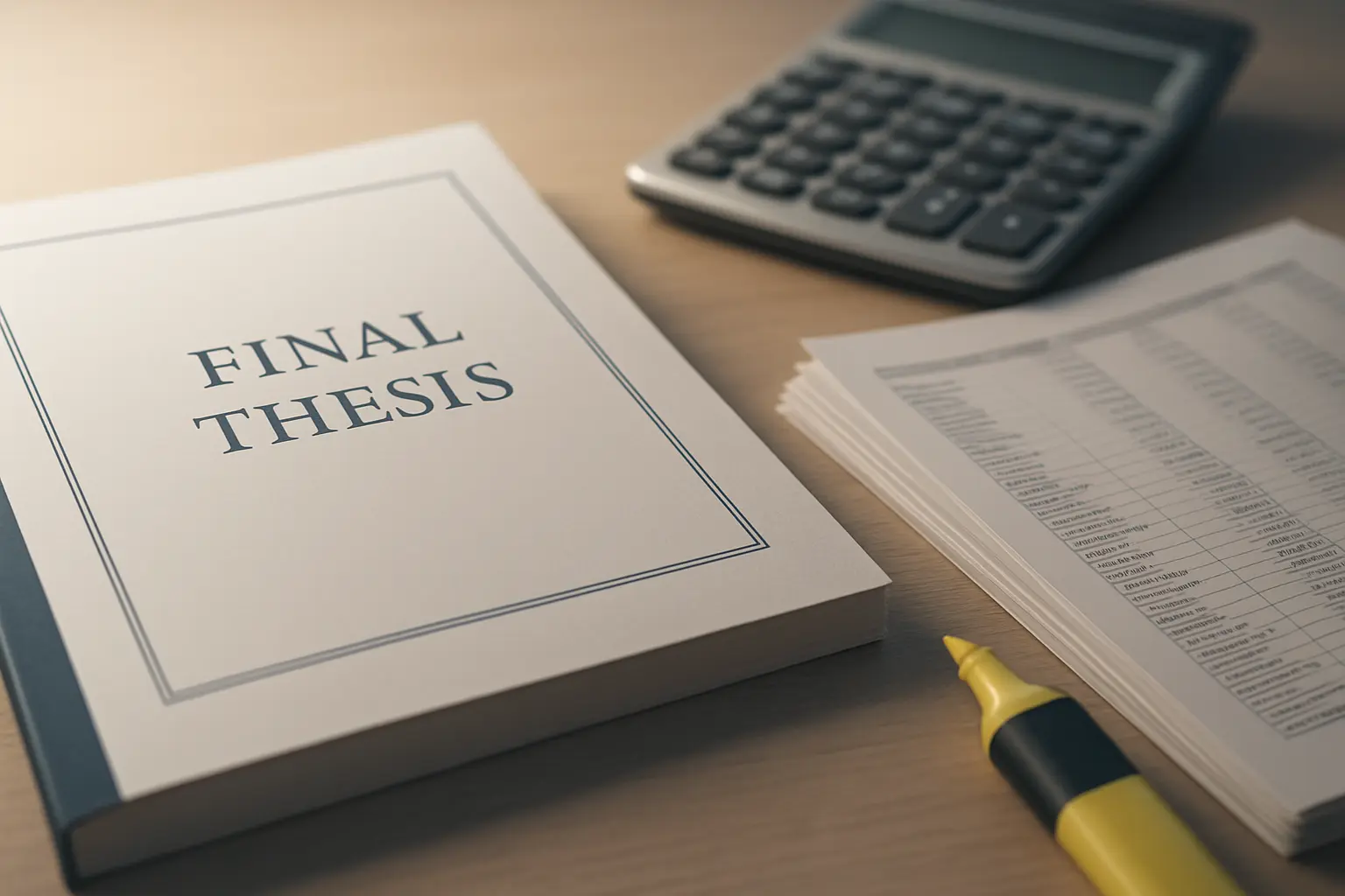 Trabajo final del Seminario de Integración y Aplicación impreso junto a estados contables y una calculadora