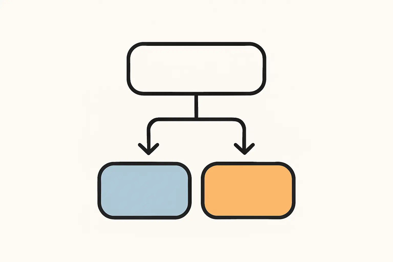 Diagrama de decisión con dos caminos que parten de un mismo punto