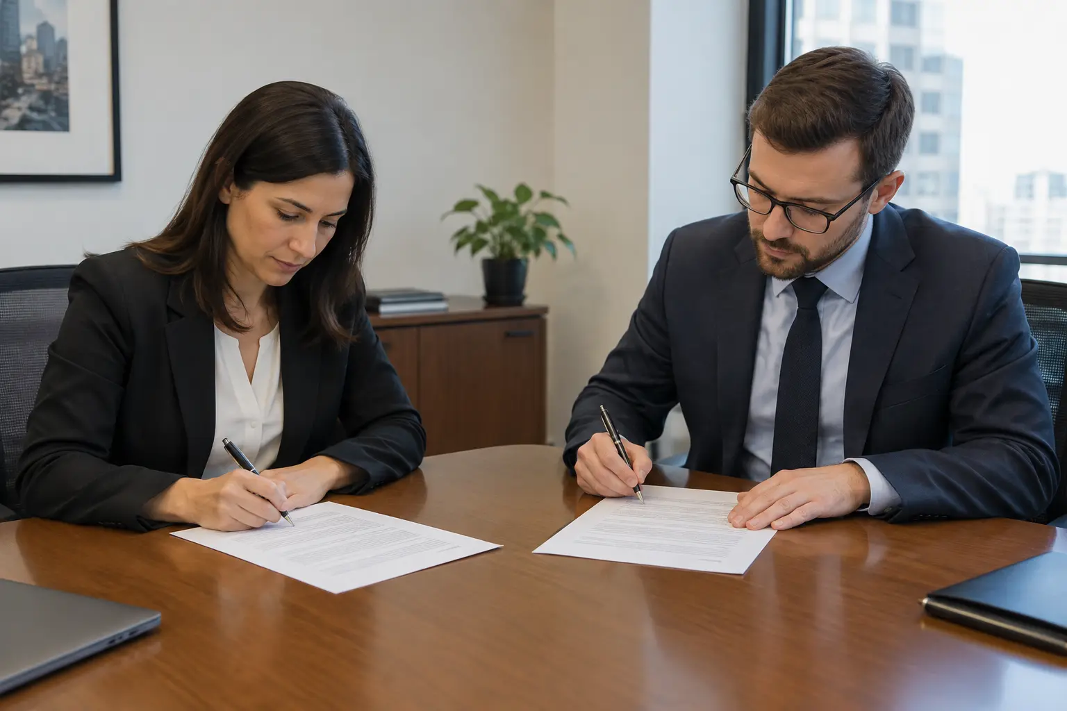 Documento de acuerdo de confidencialidad firmado en un estudio contable